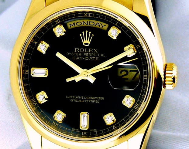 Rolex Day-Date YG/YG Black Dial Z Series