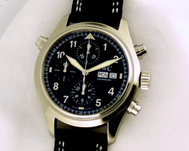 IWC Fliegeruhr Spitfire Doppelchronograph Black Dial Strap