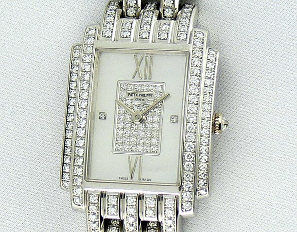 Patek Philippe 4825/120G-001 Ladies Gondolo Diamond Bezel Diamond and MOP Dial 