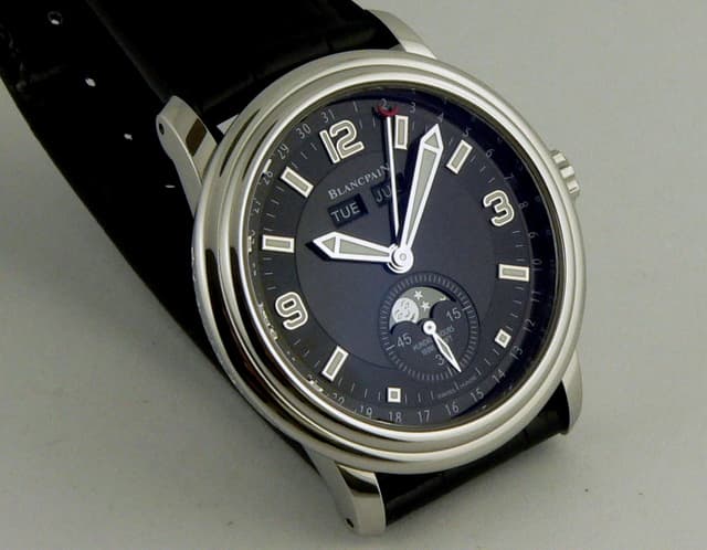 Blancpain Large Triple Date Moon Steel Black Dial
