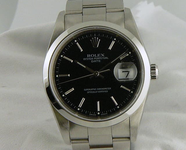 Rolex Date Black Dial SS/SS