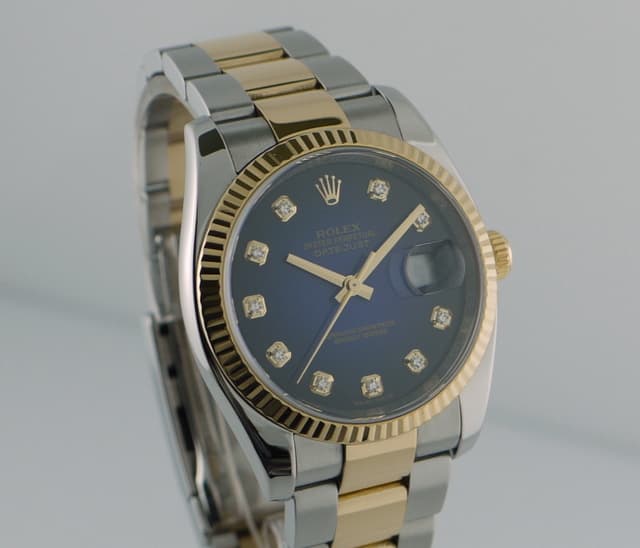 Rolex Datejust 2T Sunburst Blue Dial with Diamonds