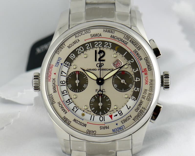 Girard Perregaux World Time WW.TC Chrono SS/SS
Silver Dial