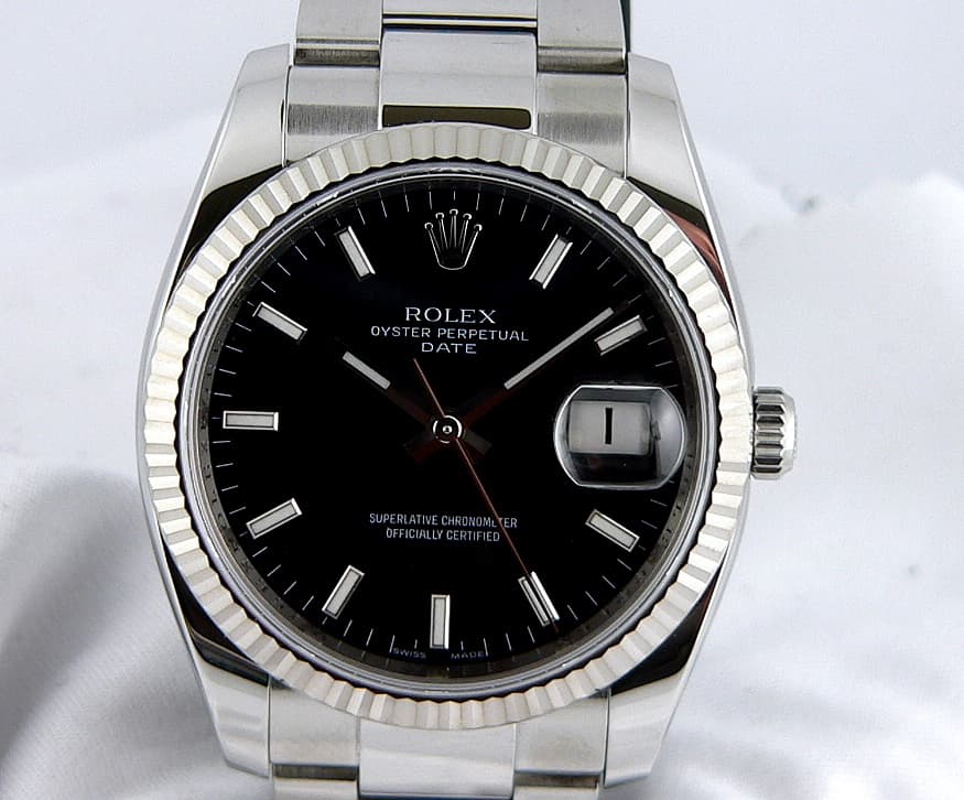 Rolex Date Black Dial SS/SS
