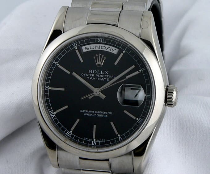Rolex President White Gold
Black Stick Dial