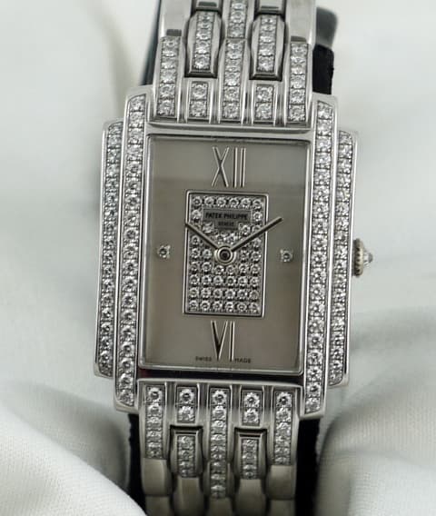 Patek Philippe 4825/120G-001 Ladies Gondolo Diamond Bezel Diamond and MOP Dial 