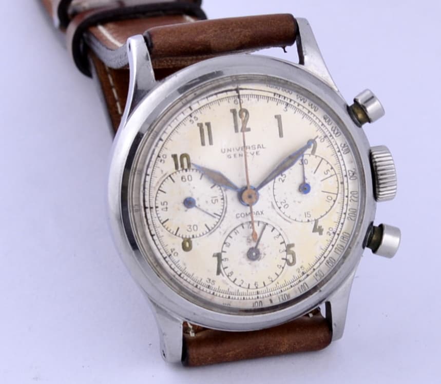 Universal Geneve Vintage Enversteel Compax Stainless Steel Chrono