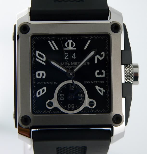 Baume & Mercier Hampton Square Dual Time Black Rubber 