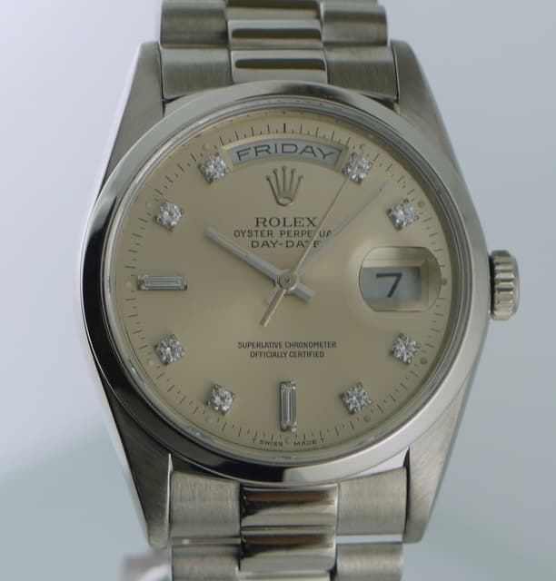 Rolex President Platinum
Silver Dial with Diamond Markers
