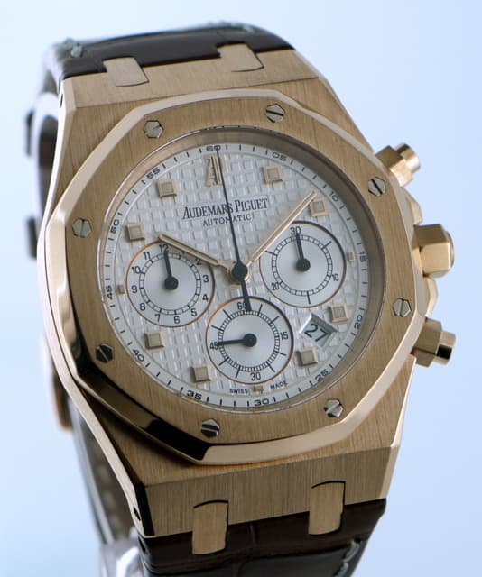 Audemars Piguet Royal Oak Chrono White Dial RG/Strap