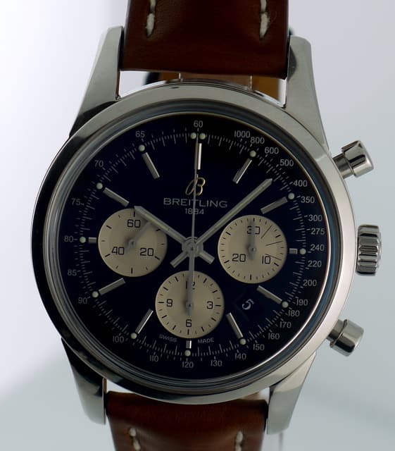 Breitling Transocean Chronograph SS/Strap
Black Dial