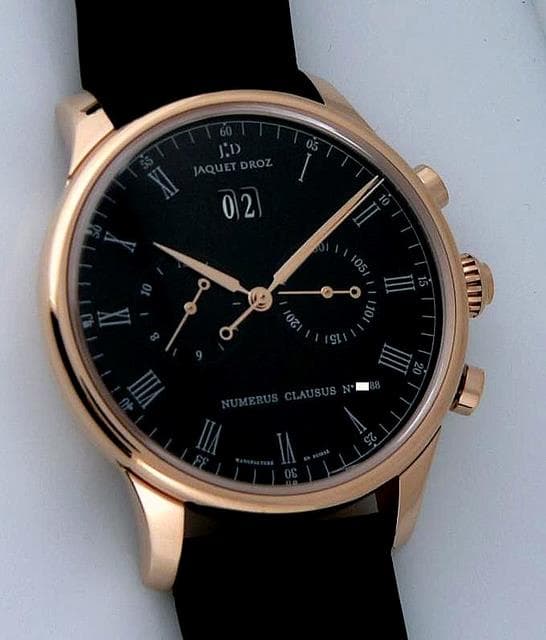 Jaquet Droz Chronograph Grande Date 18K Rose Gold Black Dial NEW
