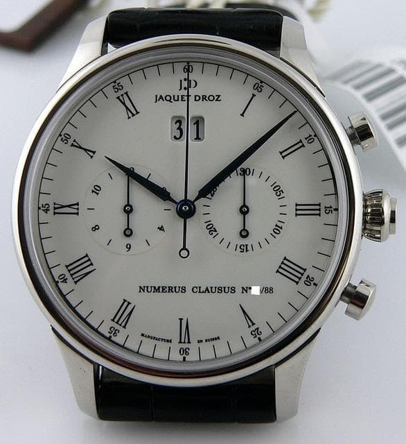 Jaquet Droz Chrongrapho Grande Date 18K WG Ivory Dial