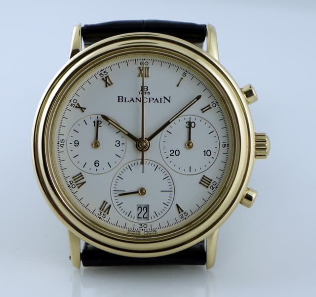 Blancpain Villeret Chronograph 18K Yellow Gold White Dial 34MM
