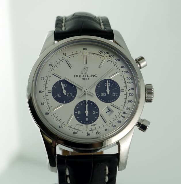 Breitling Transocean Chronograph SS/Strap
Silver Dial