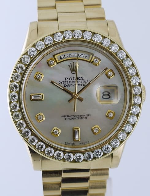 Rolex Day-Date President 18K YG MOP Diamond Bezel