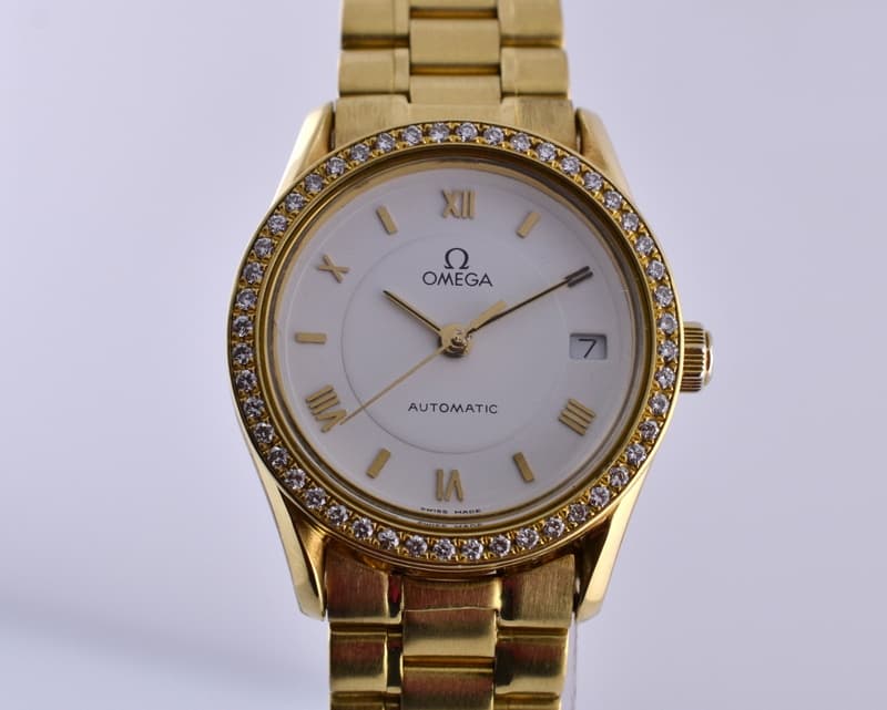 Omega Ladies 18K YG W/Diamonds