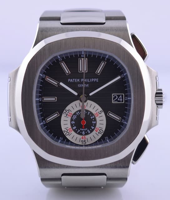 Patek Philippe Nautilus Chronograph SS/SS Black Dial 