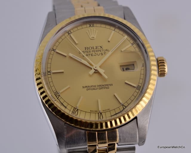 Rolex Datejust 2T Champagne Dial Circa 1983 Quickset