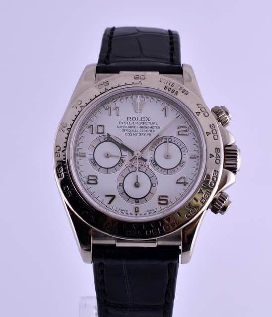 Rolex Daytona WG White Dial Alligator U Series (1997)
