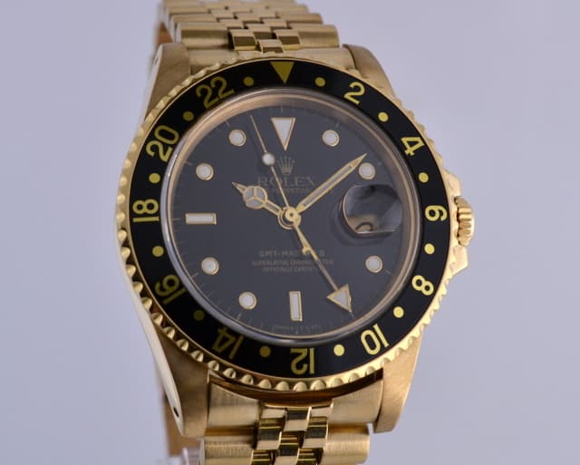 Rolex GMT Master II 18K YG/YG Black Dial Circa 1984