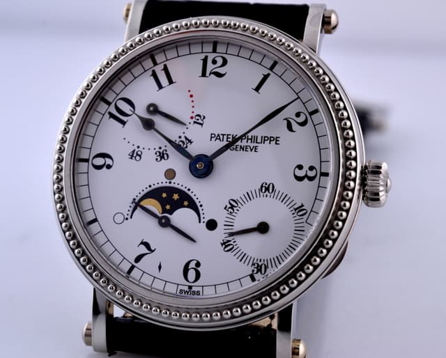 Patek Philippe Moonphase Power Reserve PLATINUM Hobnail Bezel 36M