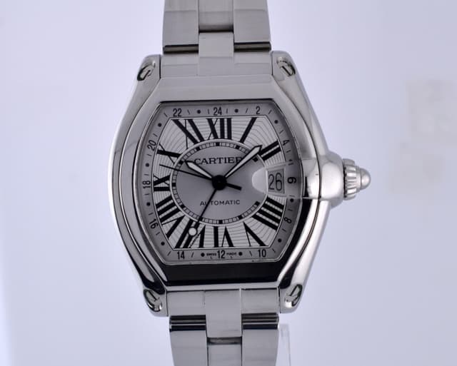 Cartier Roadster XL SS/SS GMT Silver Dial