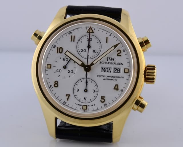IWC Fliegeruhr Pilot Split - Second Chronograph 18K Yellow Gold White Dial C