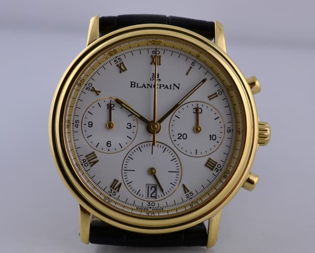 Blancpain Villeret Chronograph 18K Yellow Gold White Roman Dial 34MM
