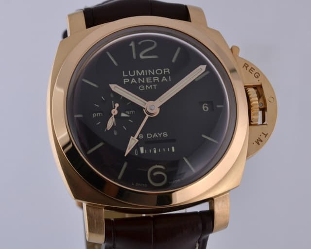 Panerai Luminor 1950 8 Day GMT
18K Rose Gold Brown Dial Manual Wind 44MM N Seri