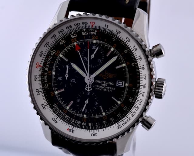 Breitling Navitimer World Chronograph Black Dial SS 46MM