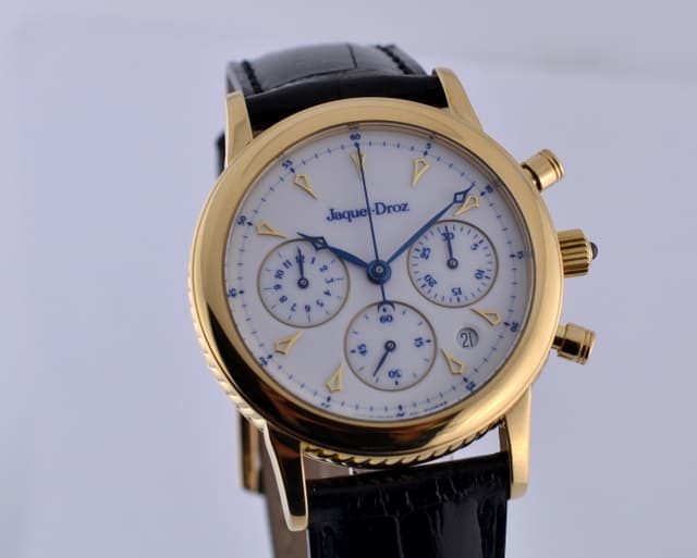 Jaquet Droz Chronograph 18K Yellow Gold White Dial 35MM 
