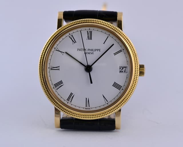Patek Philippe Calatrava 18K Yellow Gold Automatic Hobnail Bezel White Dial 33MM
