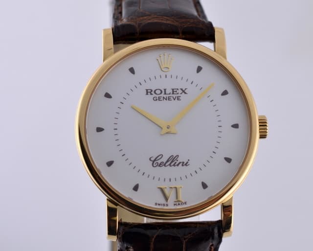 Rolex Cellini 18K Yellow Gold Manual Wind White Dial A Series (1999) 32MM