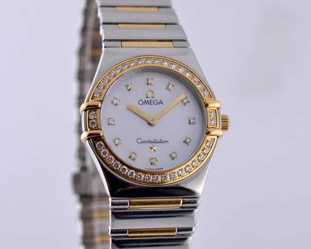 Omega Ladies Constellation My Choice 2 Tone Diamond Bezel MOP Dial 25.5MM