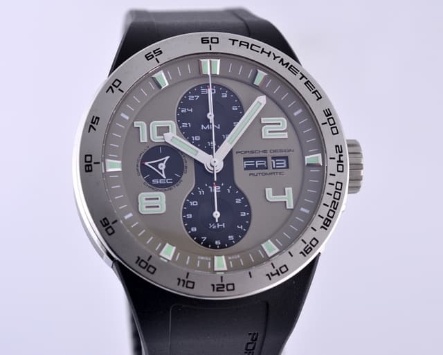 Porsche Design Flat Six Chronograph SS / Rubber Grey Dial German Day 44.5MM