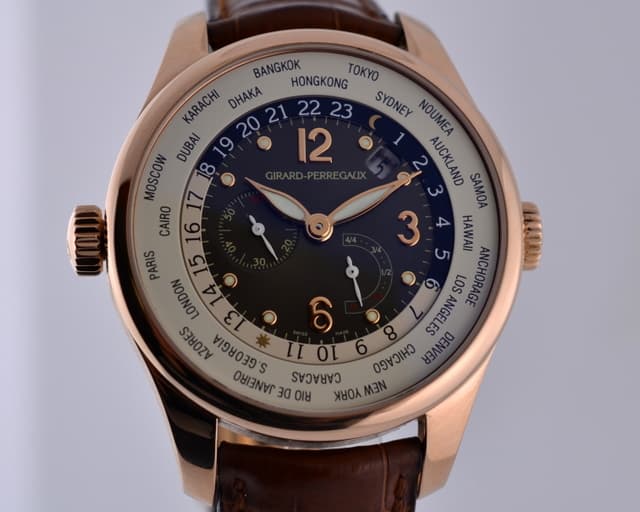 Girard Perregaux World Time WW.TC Power Reserve 18K Rose Gold Grey Dial 41MM