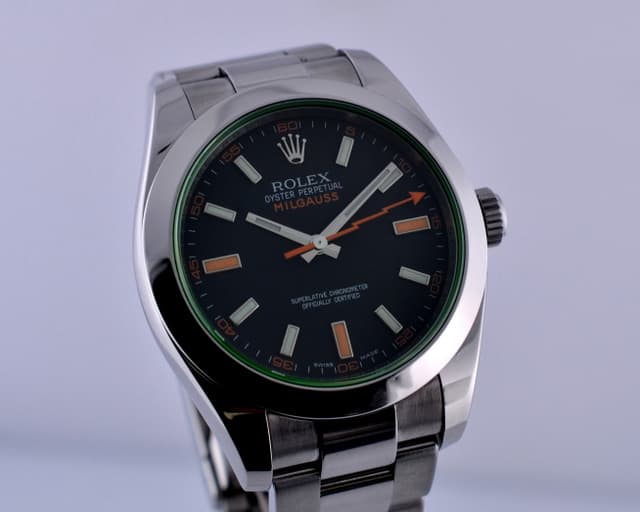 Rolex Milgauss Green Crystal Anniversary Edition 
V Series (2009) 40MM