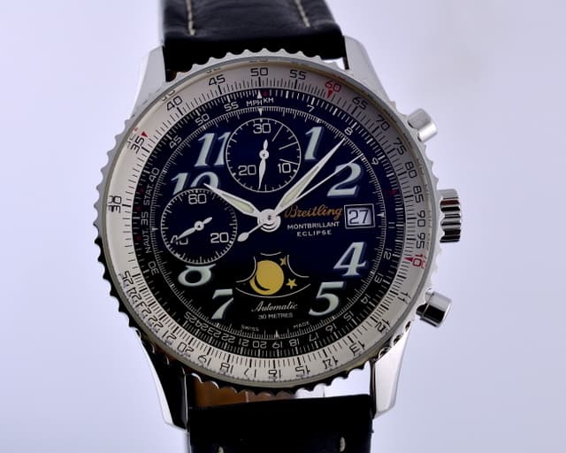 Breitling Navitimer Montbrillant Eclipse SS Black Dial 41.5MM