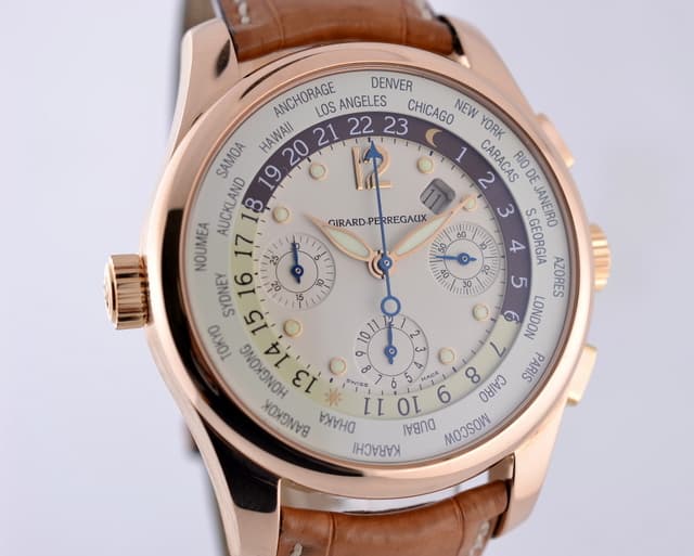 Girard Perregaux World Time WW.TC Chronograph 18K Rose Gold 43MM
