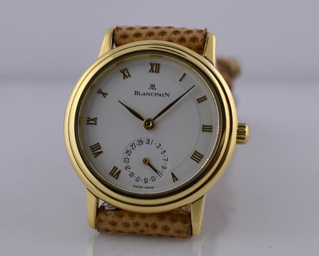 Blancpain Ladies Villeret 18K Yellow Gold White Dial Date 28MM