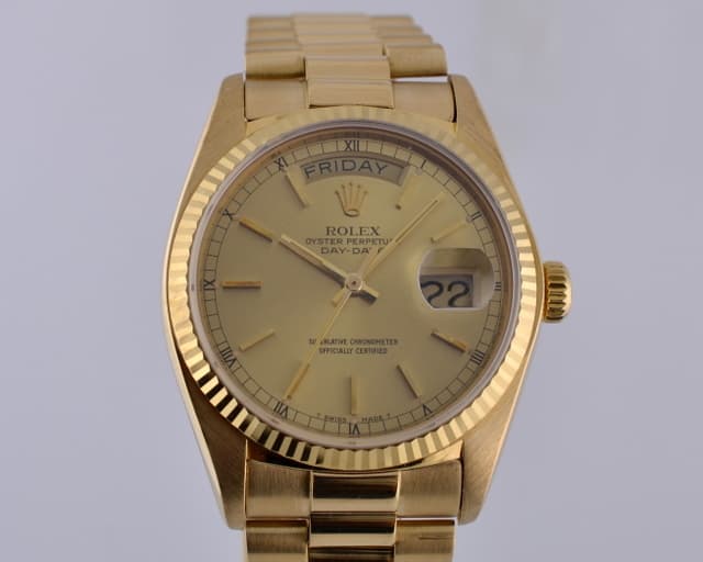 Rolex Day-Date 18K Yellow Gold President Champagne Circa 1979 36MM
