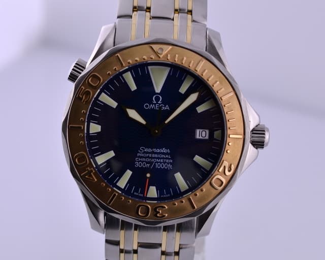 Omega Seamaster Professional 18K / SS Blue Dial Gold Bezel 41MM