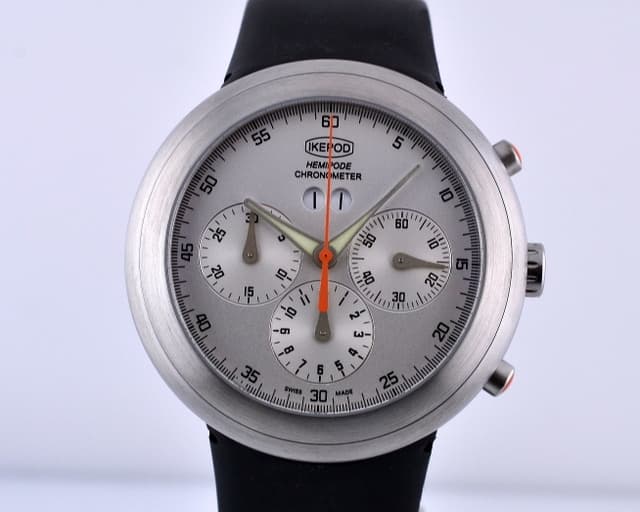 Ikepod Hemipode Grand Date Chronograph SS / Rubber Silver Dial 44MM
