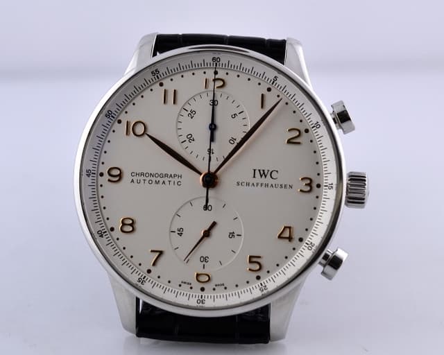 IWC Portuguese Chronograph SS White Dial / Gold Numerals 40MM