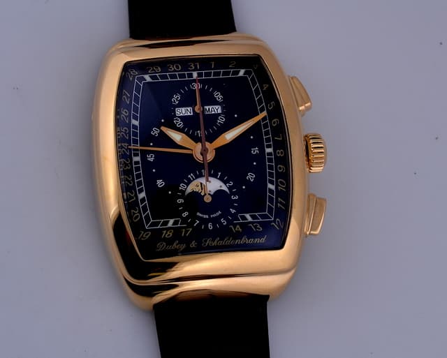 Dubey & Schaldenbrand Gran Astro Chronograph 18K Rose Gold Black Dial 38MM