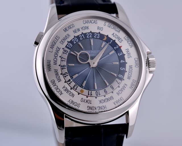 Patek Philippe World Time Platinum Blue Guilloche 39.5MM