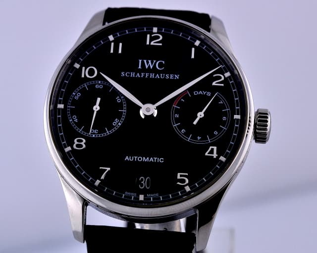 IWC Portuguese 7 Day Automatic SS Black Dial 42MM