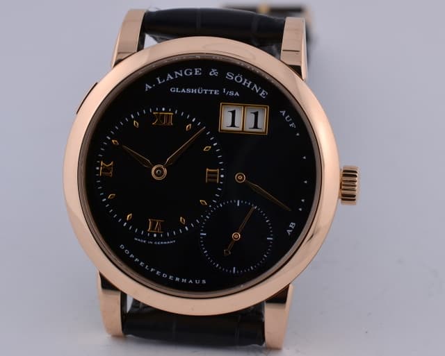 A. Lange and Sohne Lange 1 18K Rose Gold Black Dial 38.5MM