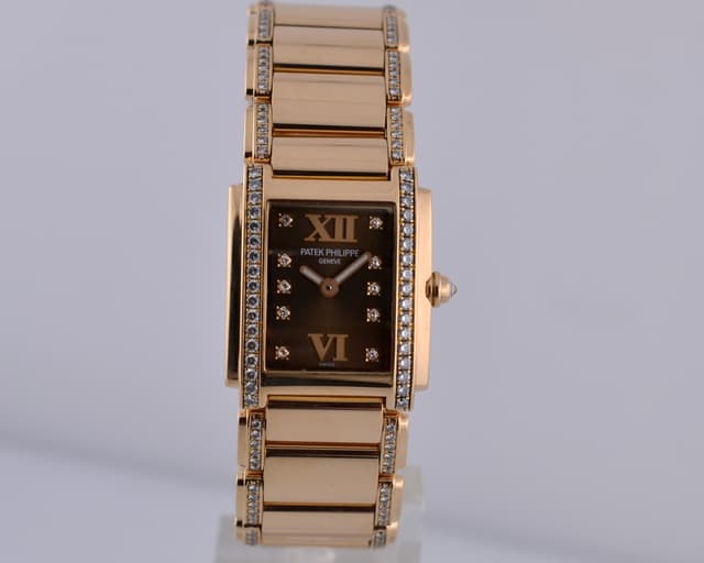 Patek Philippe Ladies Twenty-4 18K RG / Diamond Brown Dial 